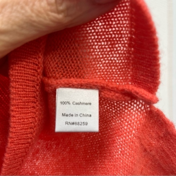 Subtle Luxury Women’s 100% Cashmere Hi Lo Sweater Orange XS - Picture 7 of 10